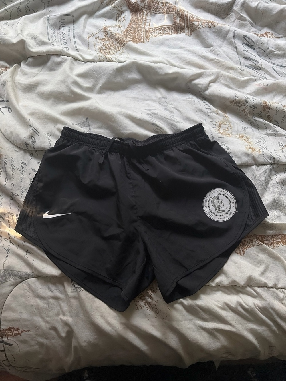 Nike Black Athletic Running Shorts with White Logo Size XS